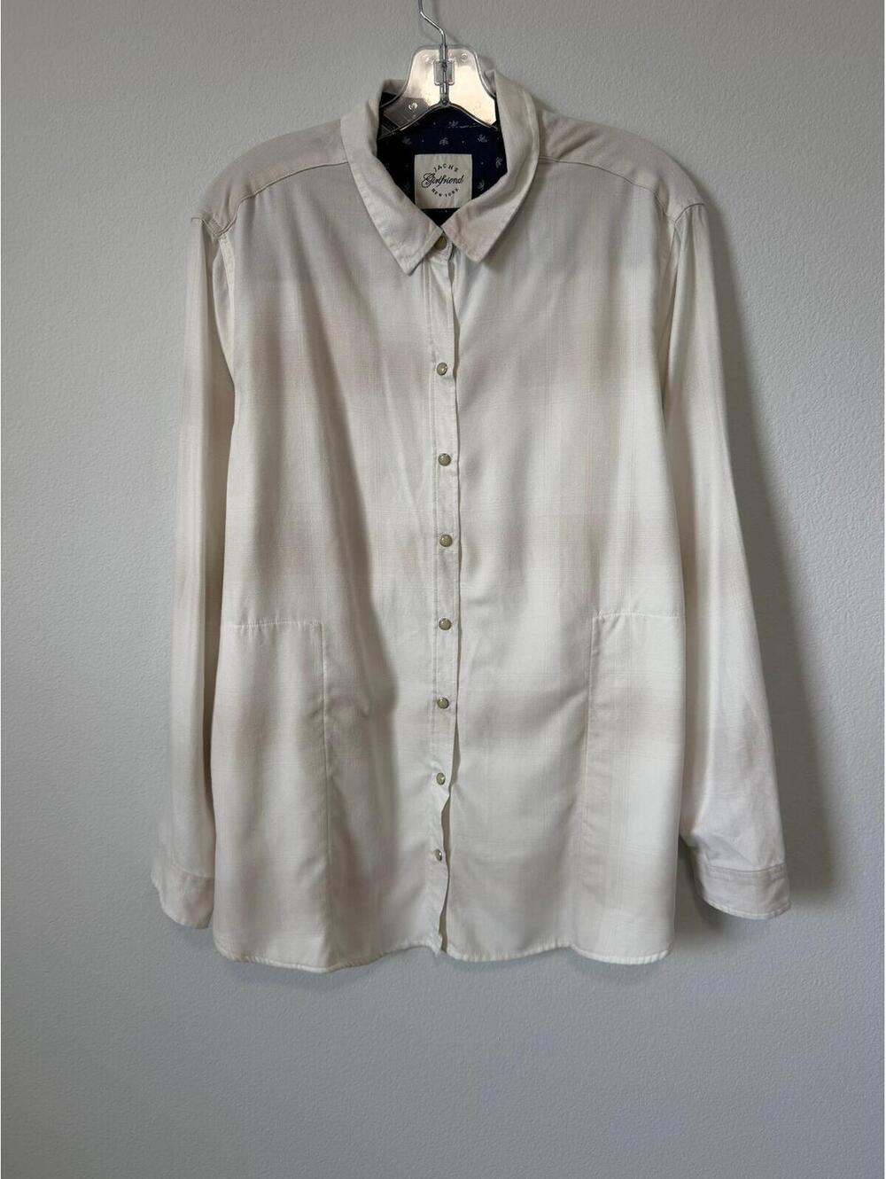 Jachs Girlfriend Long Sleeve Collared Snap Button Up Plaid Shirt Women's Size XL